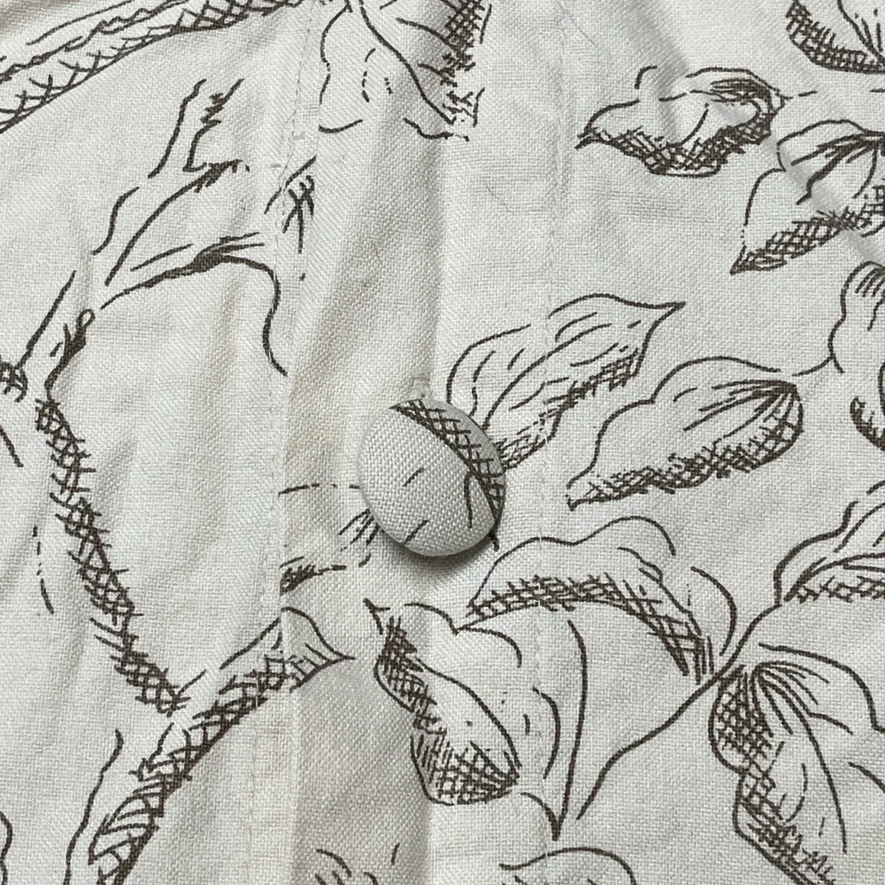 Pottery Barn Pillow Sham Embroidered Bird Ivory Botanical 18x18 Button Close
